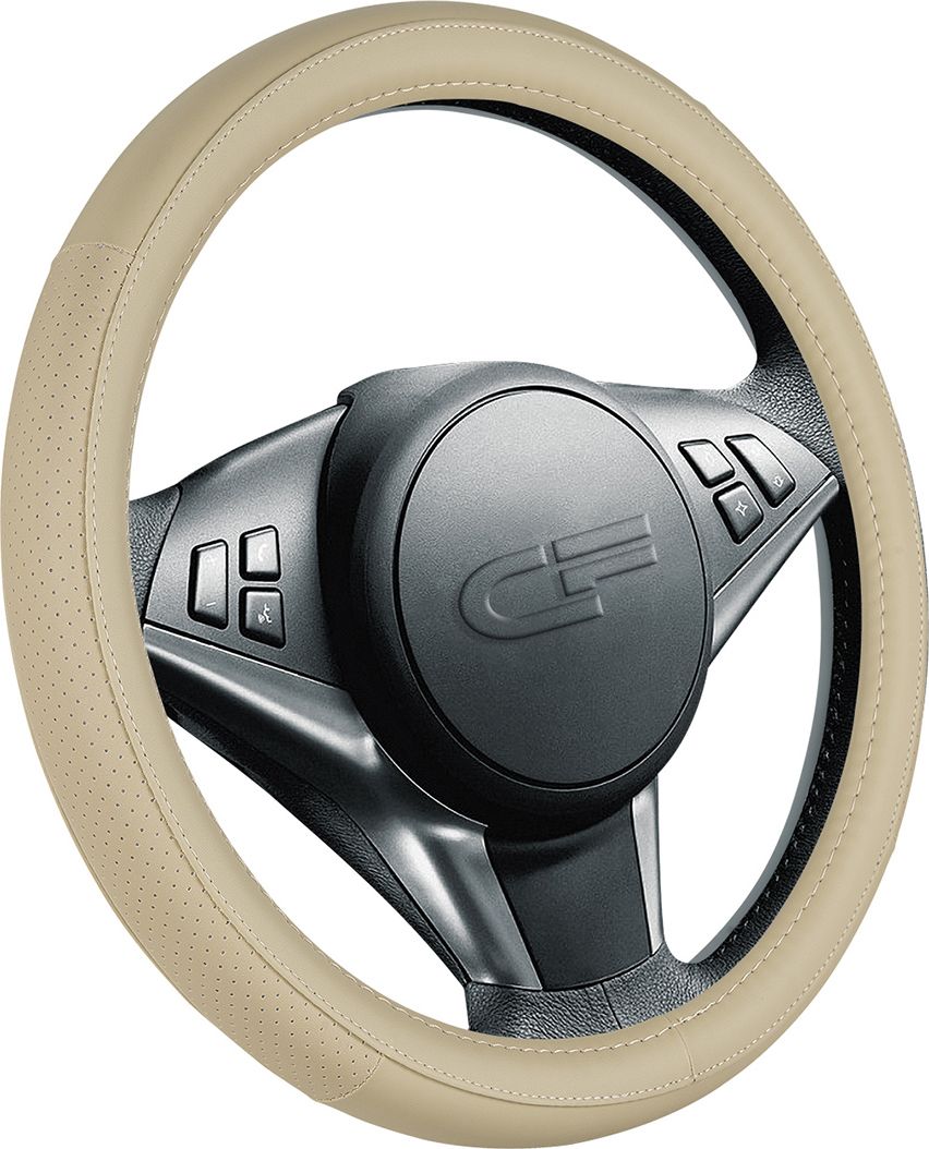 Оплётка на руль CarFashion Day (размер M, экокожа, цвет БЕЖЕВЫЙ/БЕЖЕВЫЙ/БЕЖЕВЫЙ). Артикул 31389