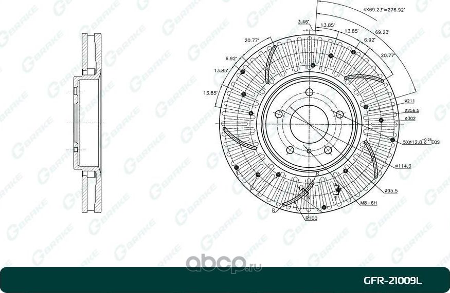 Диск тормозной перфорированный левый (G-Brake). Артикул GFR21009L