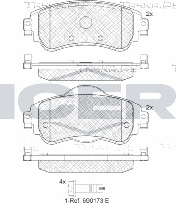 Тормозные колодки Icer для Citroen DS4 2011-2015. Артикул 182027