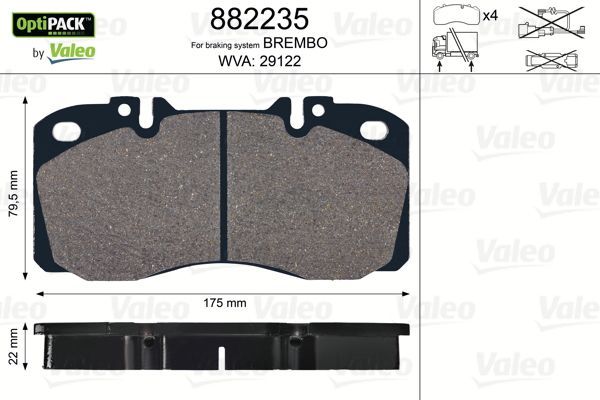 Тормозные колодки Valeo OptiPack. Артикул 882235