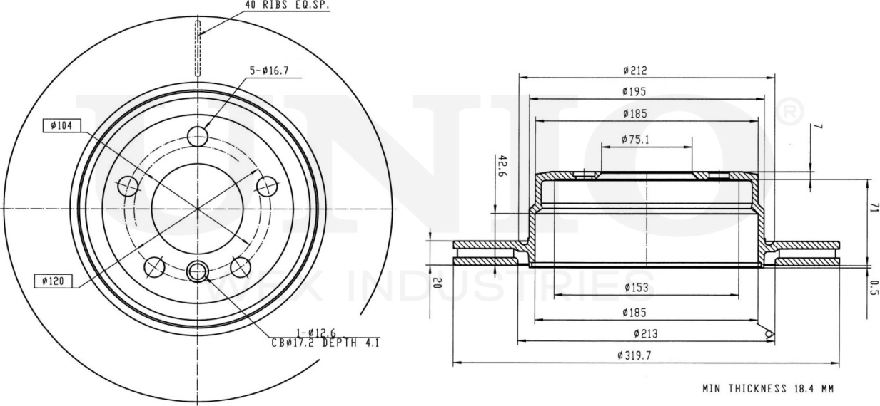 Диск тормозной (Unio). Артикул BRD-20203