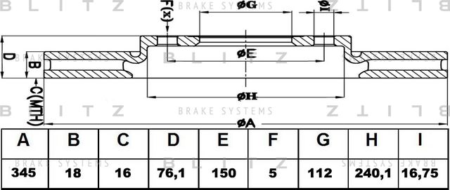 Диск тормозной TOYOTA LAND CRUISER 07- задн. вент. (Blitz). Артикул BS0355