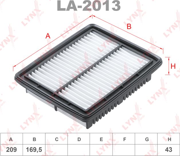 Воздушный фильтр LYNXauto. Артикул LA-2013