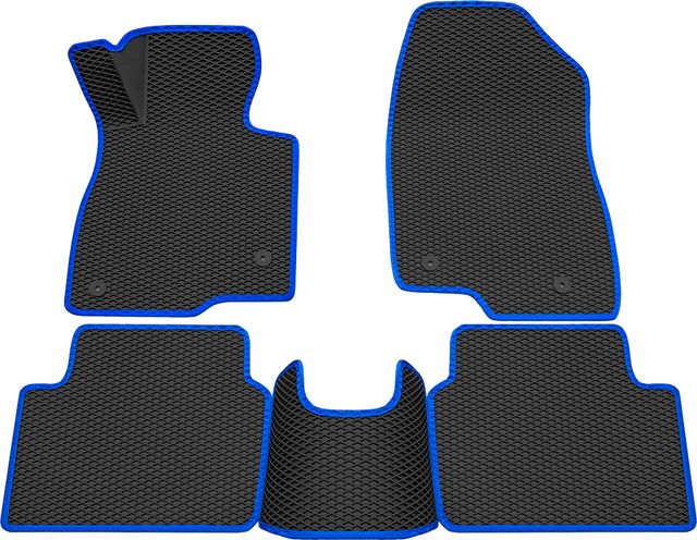 Коврики Rezkon 3D EVA ромб резиновые для салона Mazda 6 III 2012-2018 Синий кант. Артикул 9223015203