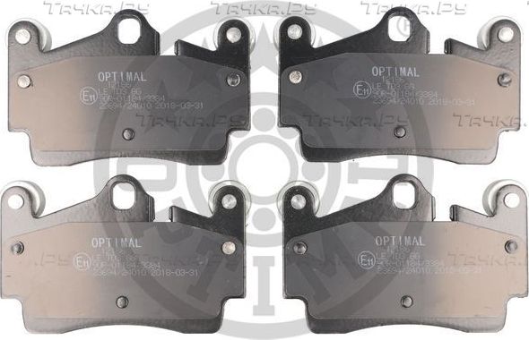 Тормозные колодки Optimal задние для Porsche Cayenne I (955) 2002-2010. Артикул 12186