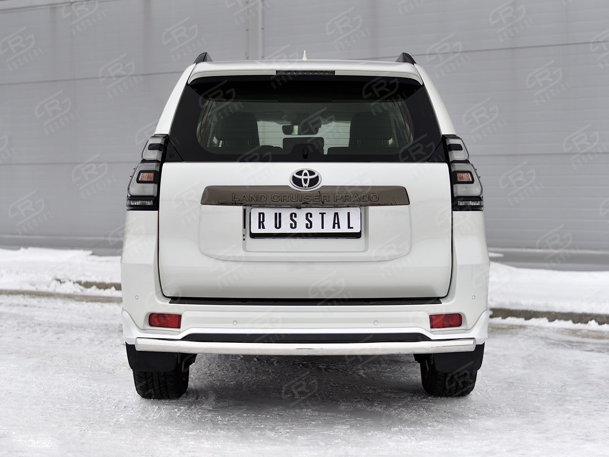 Защита RusStal заднего бампера d63 секции (укороченная) для Toyota Land Cruiser Prado 150 Black Onyx 2020-2026. Артикул LCPZ-003553