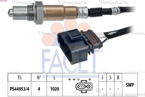 Лямбда-зонд (кислородный датчик) Facet Made in Italy - OE Equivalent для Audi Cabriolet 1997-2000. Артикул 10.7148