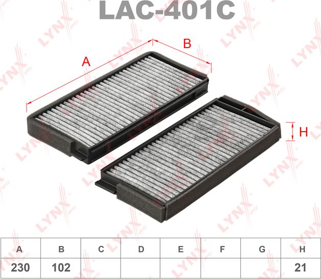 Салонный фильтр LYNXauto. Артикул LAC-401C