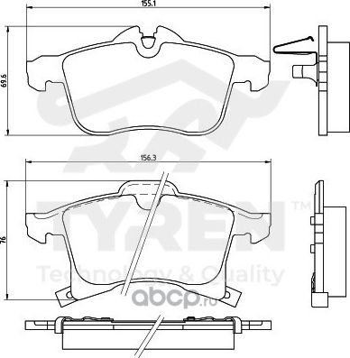 Дисковые тормозные колодки (Tyren). Артикул TYR1216921