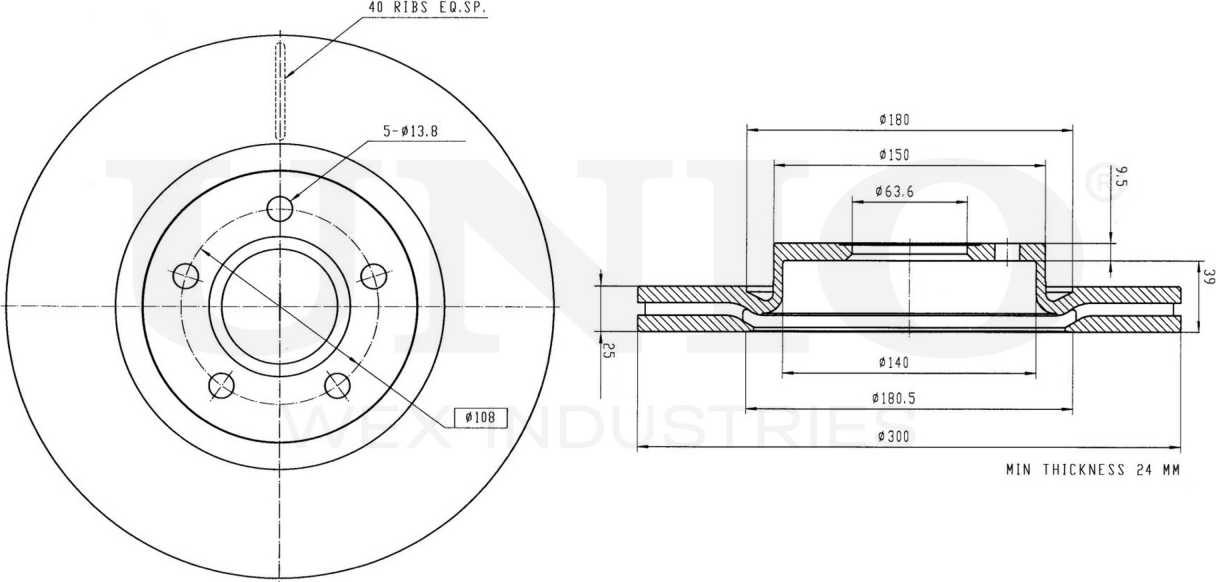 Диск тормозной (Unio). Артикул BRD-20055
