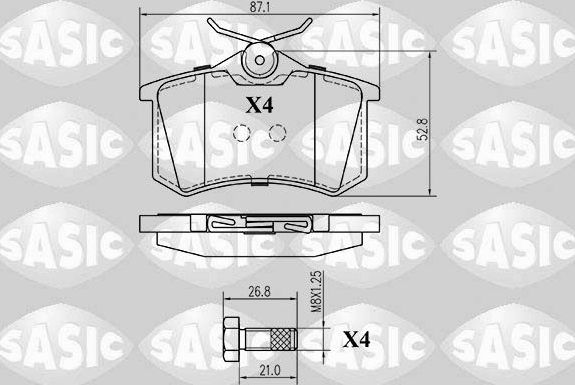 Тормозные колодки Sasic задние для Volkswagen Scirocco II 1985-1992. Артикул 6210014