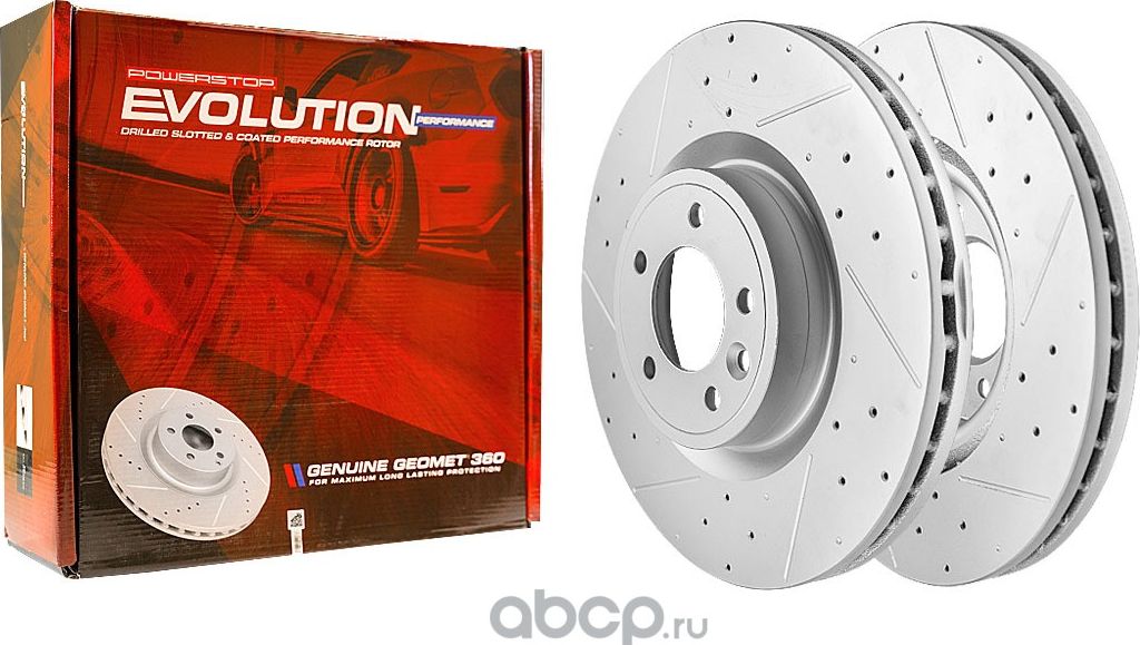 Передний тормозной диск Evolution с перфорацией и насечками, в покрытии GEOMET P (Powerstop). Артикул CBR6388