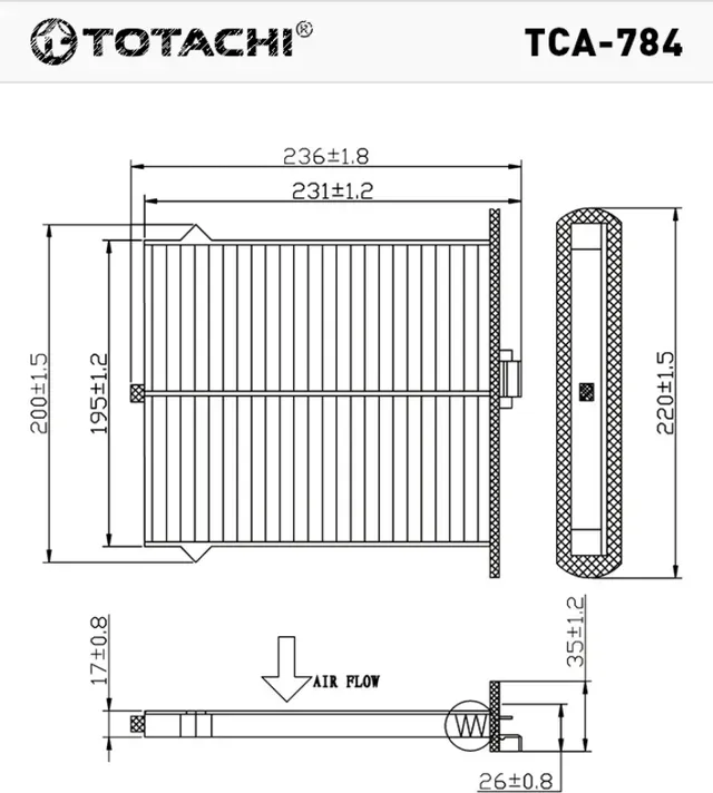 ФИЛЬТР САЛОНА TOTACHI TCA-784 AC-407/E KD45-61-J6X CU 24 009 Totachi. Артикул TCA784