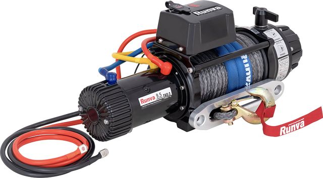 Лебёдка электрическая высокоскоростная 12V Runva 9500 lbs 4350 кг (влагозащищенная) синтетический трос. Артикул EWB9500S-Q