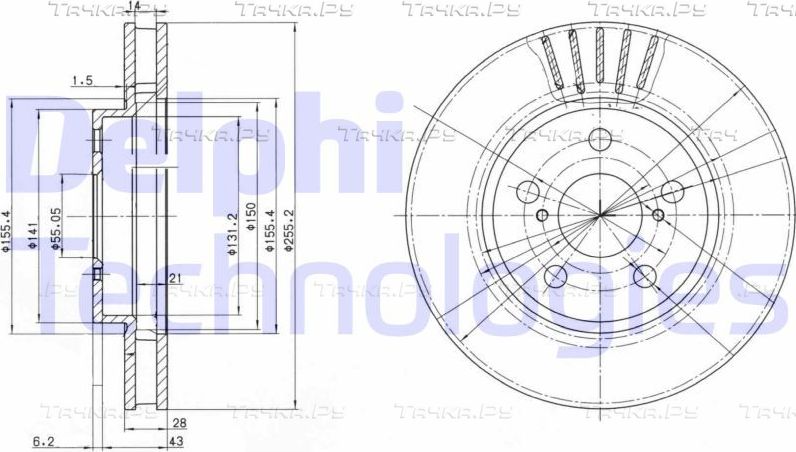 Тормозной диск Delphi. Артикул BG3187