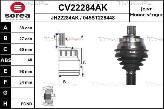 Шрус внутренний (граната) EAI. Артикул CV22284AK