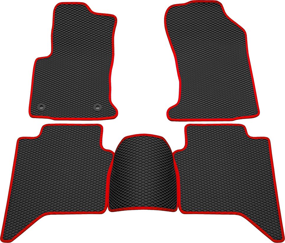 Коврики Rezkon EVA для салона Toyota Hilux VIII 2015-2026 Красный кант. Артикул 9034045104