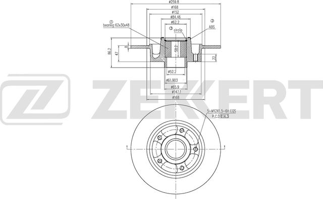 Тормозной диск Zekkert задний для Renault Megane IV 2010-2026. Артикул BS-6653