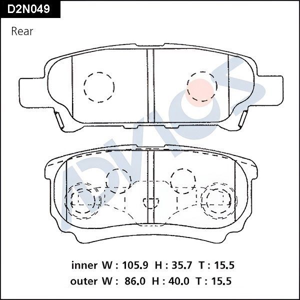 Тормозные колодки Advics задние для Chrysler Sebring III 2006-2010. Артикул D2N049