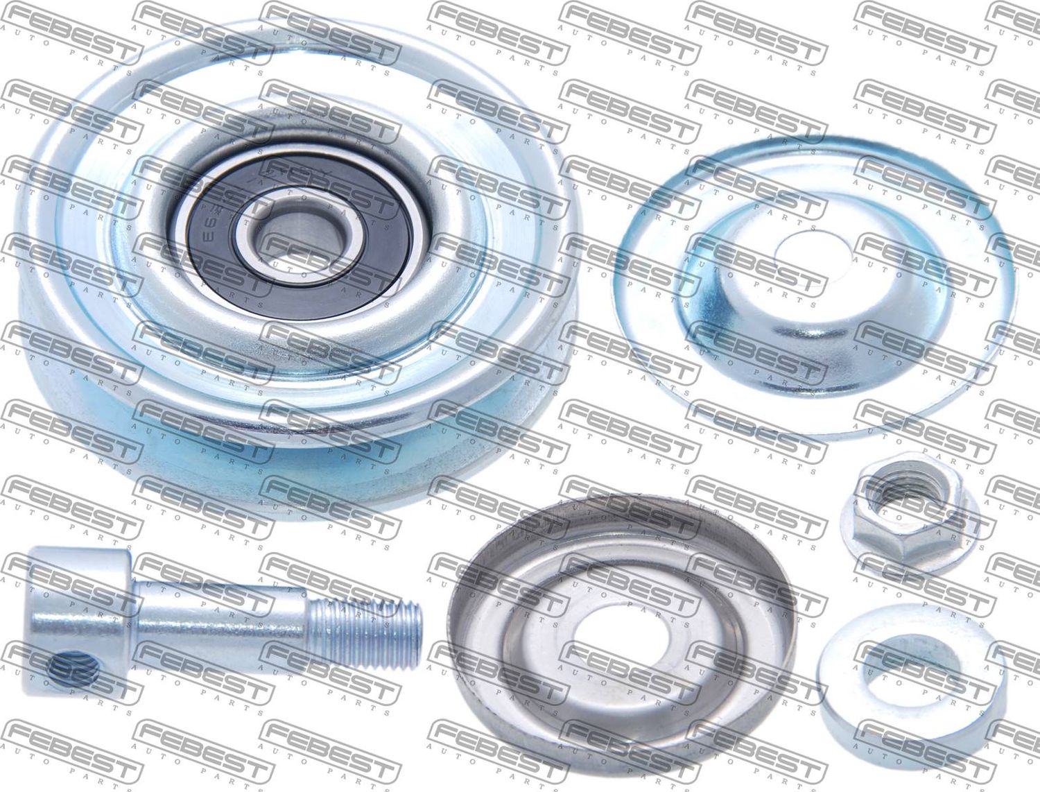 Натяжной ролик (натяжитель) приводного поликлинового ремня Febest. Артикул 0287-P12