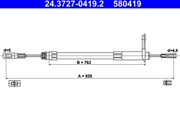 Трос ручника (тросик ручного тормоза) ATE. Артикул 24.3727-0419.2