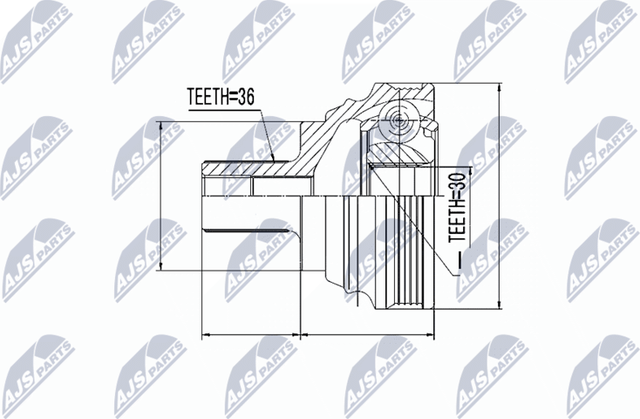 Шрус внутренний (граната) NTY передний для SEAT Leon II 2006-2012. Артикул NPZ-VW-030