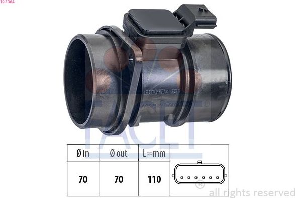 Датчик расхода воздуха Facet Made in Italy - OE Equivalent. Артикул 10.1364