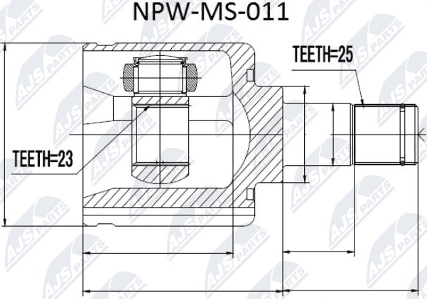 Полуось (привод в сборе, приводной вал) NTY передняя правая для Nissan X-Trail T31 2007-2013. Артикул NPW-NS-049