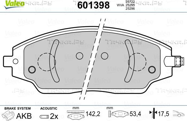 Тормозные колодки Valeo передние для Chevrolet Aveo II 2011-2015. Артикул 601398