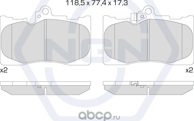 Колодки тормозные керамические, передние (NGN). Артикул 3501603