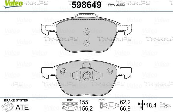 Тормозные колодки Valeo передние для Ford C-MAX I 2003-2010. Артикул 598649