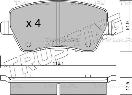 Тормозные колодки Trusting передние для Nissan Almera G15 2012-2018. Артикул 501.0