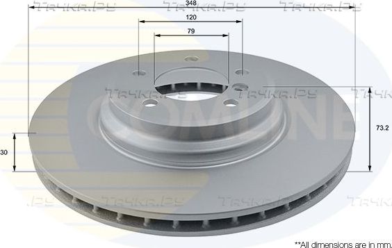 Тормозной диск Comline COATED для BMW 3 V (E90/E91/E92/E93) 2004-2013. Артикул ADC1763V