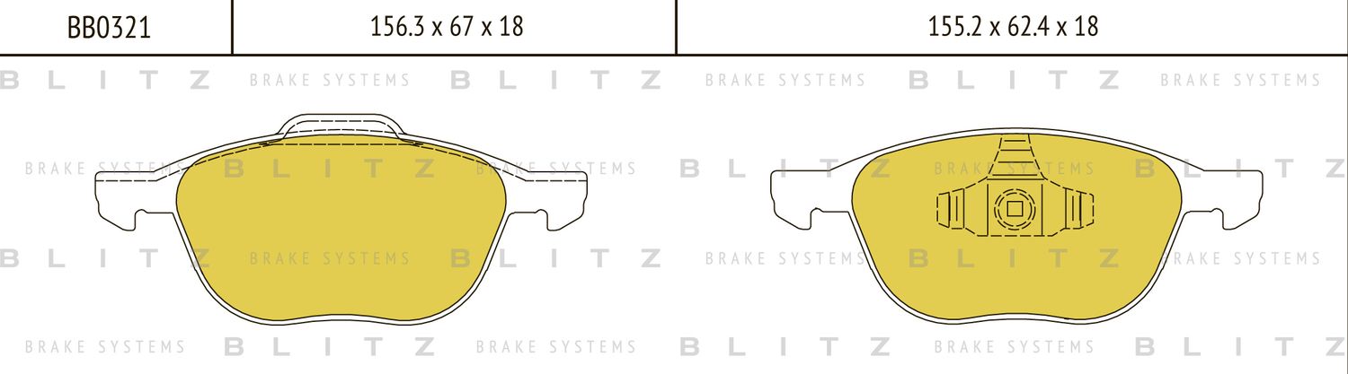Колодки тормозные дисковые передние Ford Focus/C-Max 2003-, Mazda 3 2003-, Volvo (Blitz). Артикул BB0321