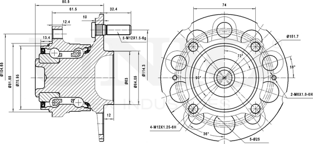 Ступица колеса с интегрированным подшипником (Unio). Артикул HUB-20143