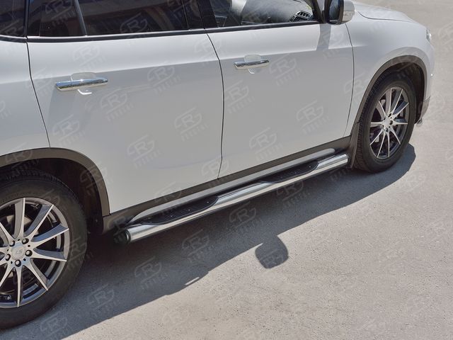 Защита порогов RusStal труба d76 с накладкой (Вариант 2) для Brilliance V5 2014-2026. Артикул BV5T-0027042