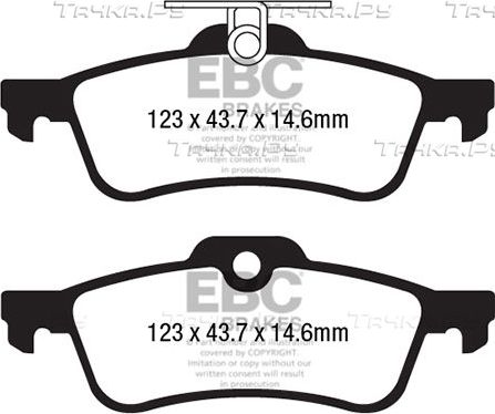 Тормозные колодки EBC Brakes задние для Honda Civic IX 2011-2016. Артикул DP22181