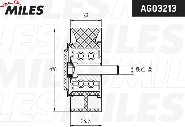 Направляющий (ведущий) ролик приводного поликлинового ремня Miles для BMW 1 I (E81/E82/E87/E88) 2004-2011. Артикул AG03213