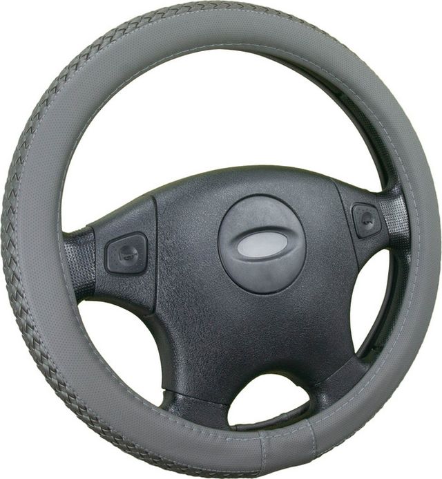 Оплётка на руль CarFashion Braid (размер M, экокожа, цвет СЕРЫЙ/СЕРЫЙ). Артикул 31559