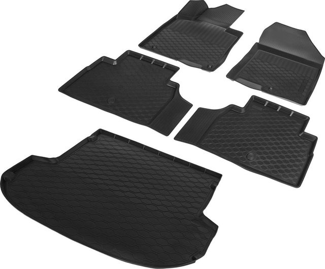 Комплект ковриков Rival для салона и багажника Hyundai Santa Fe IV (5 мест) 2018-2021. Артикул K12306006-4