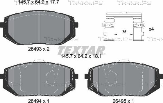 Тормозные колодки Textar Q+ передние для Hyundai Tucson IV 2021-2026. Артикул 2649301