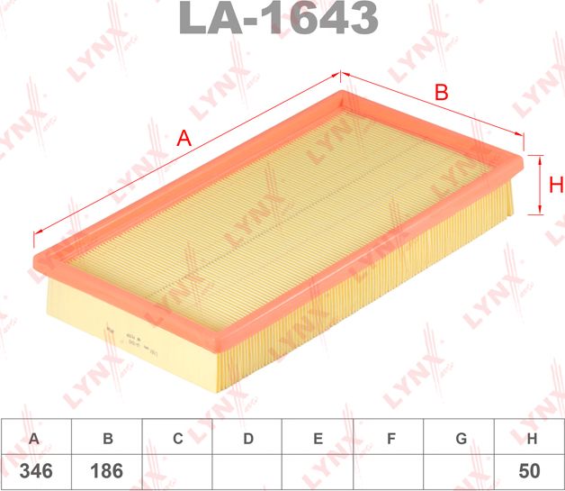 Воздушный фильтр LYNXauto. Артикул LA-1643
