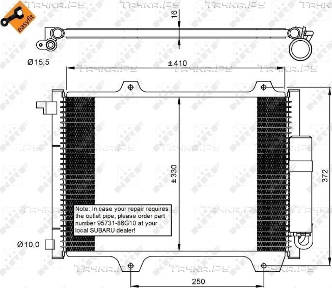 Радиатор кондиционера (конденсатор) NRF EASY FIT для Subaru Justy II 1995-2003. Артикул 35907