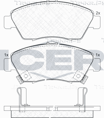Тормозные колодки Icer передние для Honda Civic VI 1995-2001. Артикул 180959