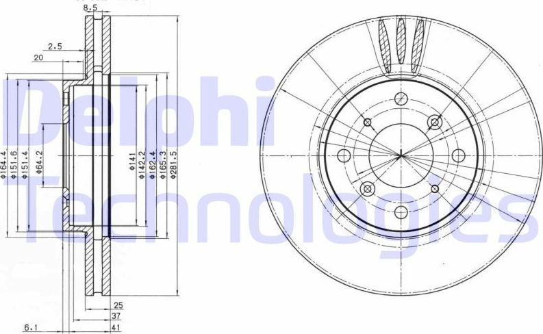 Тормозной диск Delphi. Артикул BG3516