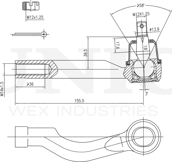 Наконечник рулевой тяги (Unio). Артикул SSP-10102