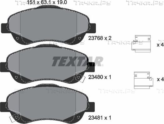 Тормозные колодки Textar Q+ передние для Toyota Corolla Verso I 2004-2009. Артикул 2376802