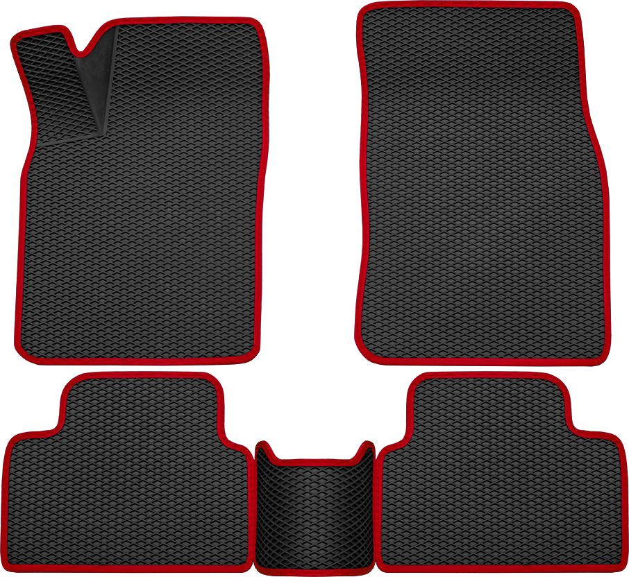 Коврики Rezkon 3D EVA ромб резиновые для салона Nissan Qashqai II 2014-2026 Красный кант. Артикул 9225020204