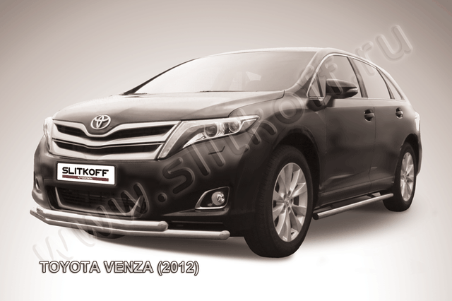 Защита Slitkoff переднего бампера d57/57 двойная для Toyota Venza 2012-2026. Артикул TVEN003