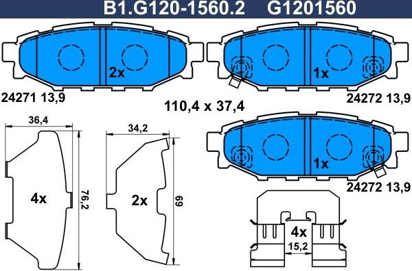 Тормозные колодки Galfer. Артикул B1.G120-1560.2